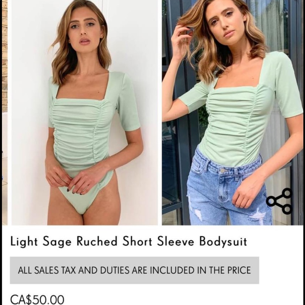 PLT sage ruched bodysuit